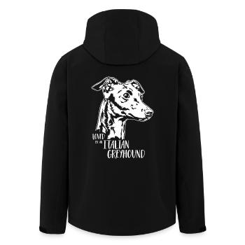 Loved by an ITALIAN GREYHOUND dog saying Wilsigns - Men’s Recycled Softshell Jacket by Stanley/Stella - black - Back - AI Model Male 185 light (185cm)
