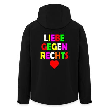 Liebe gegen rechts - Recycelte Männer Softshell-Jacke von Stanley/Stella - Schwarz - Hinten - AI Model Male 185 light (185cm)