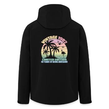 Jahrgang 1982 - 40 Jahre alt, Geschenk zum 40. Geburtstag - Recycelte Männer Softshell-Jacke von Stanley/Stella - Schwarz - Hinten - AI Model Male 185 light (185cm)