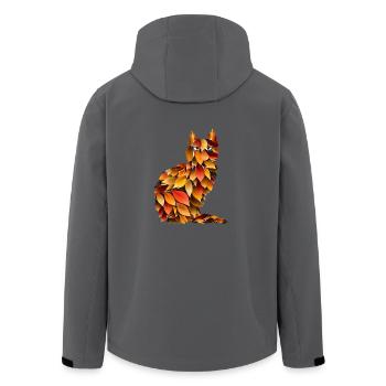 Chat d’automne à partir de feuilles panachées - Veste softshell homme en polyester recyclé Stanley/Stella - noir - Dos - AI Model Male 185 light (185cm)