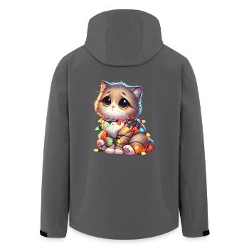 Cute Christmas Cat - Funny - Men’s Recycled Softshell Jacket by Stanley/Stella - black - Back - AI Model Male 185 light (185cm)