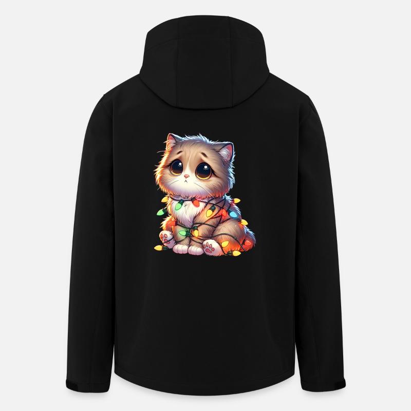 Cute Christmas Cat - Funny - Men’s Recycled Softshell Jacket by Stanley/Stella - black