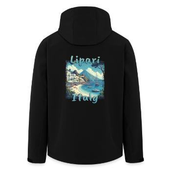 Lipari Italien Grunge Strand Berge - Recycelte Männer Softshell-Jacke von Stanley/Stella - Schwarz - Hinten - AI Model Male 185 light (185cm)