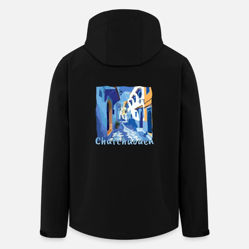 Chefchaouen, Maroc, Vieille ville bleue - Veste softshell homme en polyester recyclé Stanley/Stella - noir