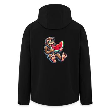 Süßer Bigfoot mit Wassermelone Fruchtig Cartoon So - Recycelte Männer Softshell-Jacke von Stanley/Stella - Schwarz - Hinten - AI Model Male 185 light (185cm)