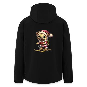 Pug on skis winter fun Christmas - Men’s Recycled Softshell Jacket by Stanley/Stella - black - Back - AI Model Male 185 light (185cm)