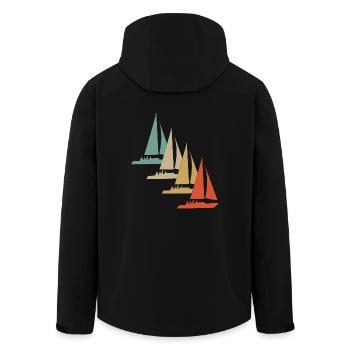 Retro Vintage Style Segeln Segelboot Segelschiff - Recycelte Männer Softshell-Jacke von Stanley/Stella - Schwarz - Hinten - AI Model Male 185 light (185cm)