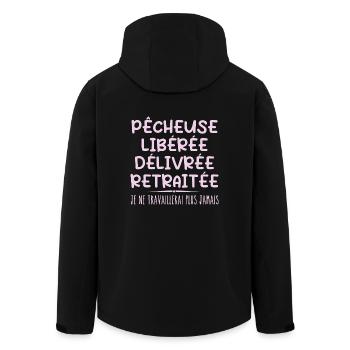 Fischerin feiert Ruhestand mit Humor Geschenk - Recycelte Männer Softshell-Jacke von Stanley/Stella - Schwarz - Hinten - AI Model Male 185 light (185cm)