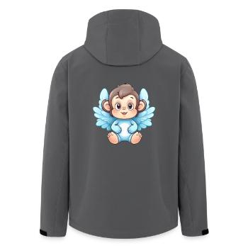 affe schimpanse engel flügel süß kawaii - Recycelte Männer Softshell-Jacke von Stanley/Stella - Schwarz - Hinten - AI Model Male 185 light (185cm)