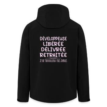 Entwickler feiert Ruhestand mit Humor - Recycelte Männer Softshell-Jacke von Stanley/Stella - Schwarz - Hinten - AI Model Male 185 light (185cm)
