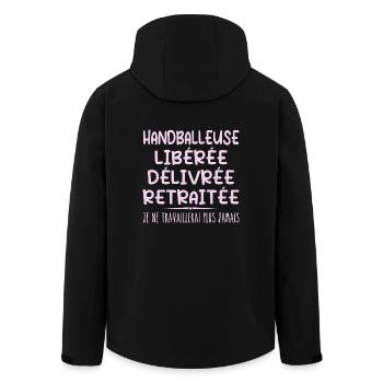 Handballerin feiert ihren Rücktritt mit Humor cadea - Recycelte Männer Softshell-Jacke von Stanley/Stella - Schwarz - Hinten - AI Model Male 185 light (185cm)