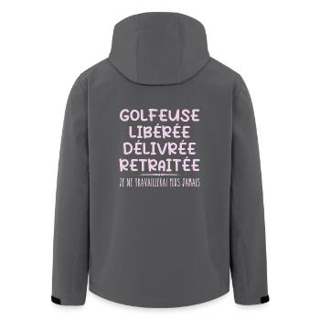 Golfeuse célèbre sa retraite avec humour cadeau - Veste softshell homme en polyester recyclé Stanley/Stella - charbon - Dos - AI Model Male 185 light (185cm)