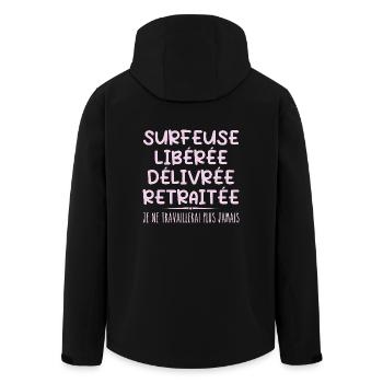 Surfeuse célèbre sa retraite avec humour cadeau - Veste softshell homme en polyester recyclé Stanley/Stella - noir - Dos - AI Model Male 185 light (185cm)
