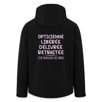 Optikerin feiert ihren Ruhestand mit humorvollem Geschenk - Recycelte Männer Softshell-Jacke von Stanley/Stella - Schwarz - Hinten - AI Model Male 185 light (185cm)