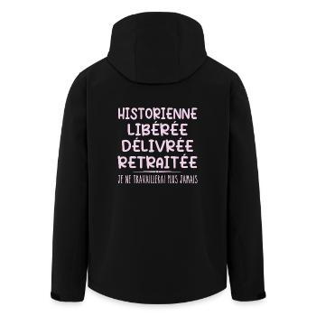 Historian celebrates her retirement with humor gift - Men’s Recycled Softshell Jacket by Stanley/Stella - black - Back - AI Model Male 185 light (185cm)