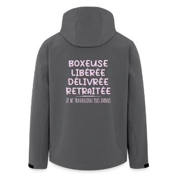 Boxeuse célèbre sa retraite avec humour cadeau - Veste softshell homme en polyester recyclé Stanley/Stella - charbon - Dos - AI Model Male 185 light (185cm)