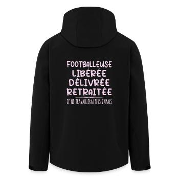 Footballer celebrates her retirement with humor cadea - Men’s Recycled Softshell Jacket by Stanley/Stella - black - Back - AI Model Male 185 light (185cm)