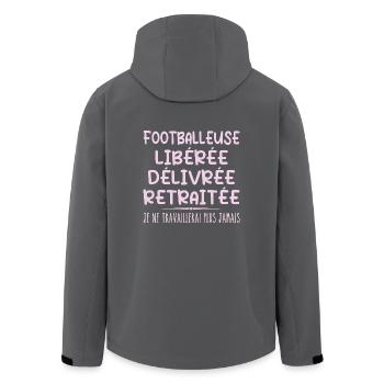 Fußballerin feiert ihren Rücktritt mit Humor cadea - Recycelte Männer Softshell-Jacke von Stanley/Stella - Anthrazit - Hinten - AI Model Male 185 light (185cm)