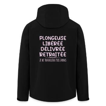 Taucherin feiert ihren Ruhestand mit humorvollem Geschenk - Recycelte Männer Softshell-Jacke von Stanley/Stella - Schwarz - Hinten - AI Model Male 185 light (185cm)