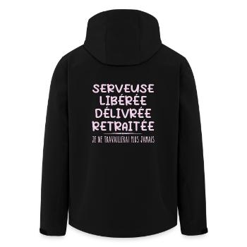 Kellnerin feiert ihren Ruhestand mit Humorgeschenk - Recycelte Männer Softshell-Jacke von Stanley/Stella - Schwarz - Hinten - AI Model Male 185 light (185cm)
