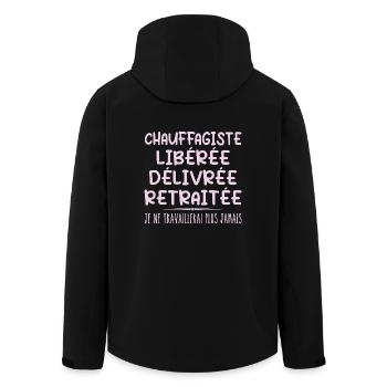Chauffagiste célèbre sa retraite avec humour - Veste softshell homme en polyester recyclé Stanley/Stella - noir - Dos - AI Model Male 185 light (185cm)