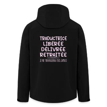 Traductrice célèbre sa retraite avec humour cadeau - Veste softshell homme en polyester recyclé Stanley/Stella - noir - Dos - AI Model Male 185 light (185cm)