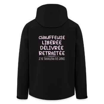 Chauffeuse célèbre sa retraite avec humour cadeau - Veste softshell homme en polyester recyclé Stanley/Stella - noir - Dos - AI Model Male 185 light (185cm)