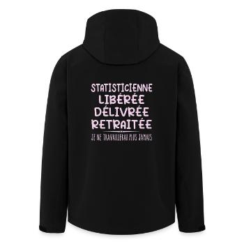 Statistician celebrates her retirement with humour - Men’s Recycled Softshell Jacket by Stanley/Stella - black - Back - AI Model Male 185 light (185cm)