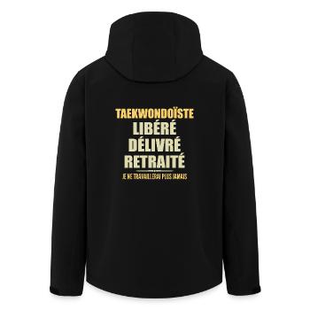 Taekwondoïste célèbre sa retraite avec humour - Veste softshell homme en polyester recyclé Stanley/Stella - noir - Dos - AI Model Male 185 light (185cm)