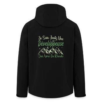 Développeuse aventurier passionnée de Randonnée - Veste softshell homme en polyester recyclé Stanley/Stella - noir - Dos - AI Model Male 185 light (185cm)