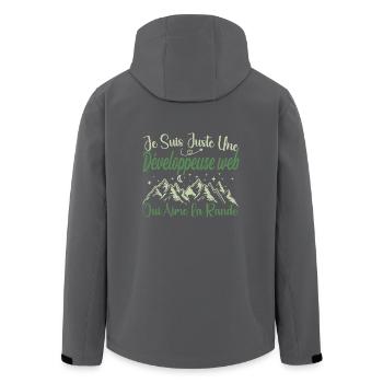 Développeuse web aventurier passionnée de Randonné - Veste softshell homme en polyester recyclé Stanley/Stella - charbon - Dos - AI Model Male 185 light (185cm)