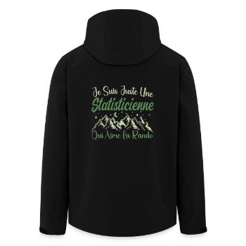 Statisticienne aventurier passionnée de Randonnée - Veste softshell homme en polyester recyclé Stanley/Stella - noir - Dos - AI Model Male 185 light (185cm)