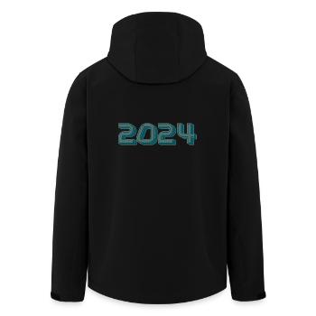 2024. FROHES NEUES JAHR. SILVESTER. NEUJAHR - Recycelte Männer Softshell-Jacke von Stanley/Stella - Schwarz - Hinten - AI Model Male 185 light (185cm)
