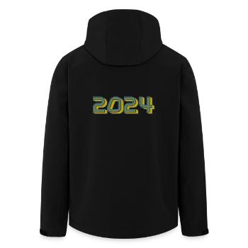 2024. FROHES NEUES JAHR. SILVESTER. NEUJAHR - Recycelte Männer Softshell-Jacke von Stanley/Stella - Schwarz - Hinten - AI Model Male 185 light (185cm)