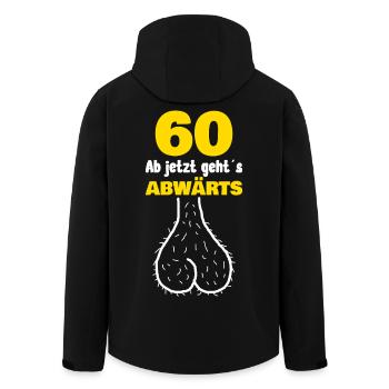 60. Geburtstag Shirt – 60 ab jetzt geht’s abwärts - Recycelte Männer Softshell-Jacke von Stanley/Stella - Schwarz - Hinten - AI Model Male 185 light (185cm)