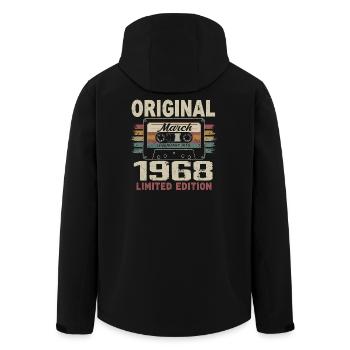 März 1968 Vintage März 1968 - Recycelte Männer Softshell-Jacke von Stanley/Stella - Schwarz - Hinten - AI Model Male 185 light (185cm)