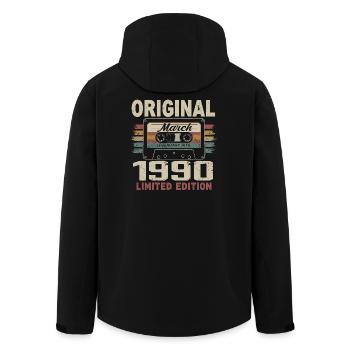 März 1990 Jahrgang März 1990 - Recycelte Männer Softshell-Jacke von Stanley/Stella - Schwarz - Hinten - AI Model Male 185 light (185cm)
