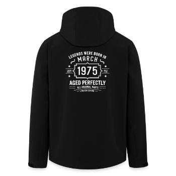 Legendär seit 51. März 1975 Geburtstag März 1975 - Recycelte Männer Softshell-Jacke von Stanley/Stella - Schwarz - Hinten - AI Model Male 185 light (185cm)