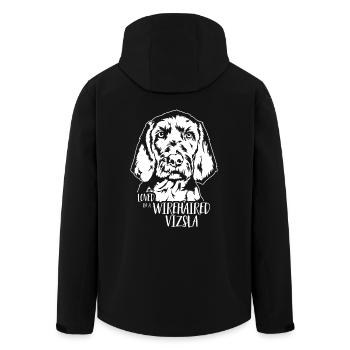 Loved by a Wirehaired Vizsla Dog Dog Wilsigns - Men’s Recycled Softshell Jacket by Stanley/Stella - black - Back - AI Model Male 185 light (185cm)
