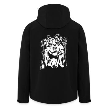 Australian Shepherd Aussie Portrait Dogs Wilsigns - Men’s Recycled Softshell Jacket by Stanley/Stella - black - Back - AI Model Male 185 light (185cm)