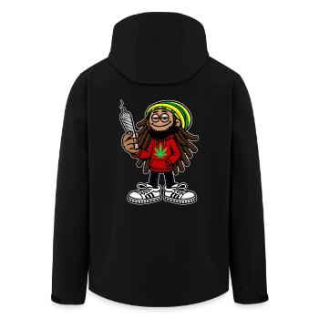 Dreadlock Smoker - Stoned man - High & Happy - Recycelte Männer Softshell-Jacke von Stanley/Stella - Schwarz - Hinten - AI Model Male 185 light (185cm)