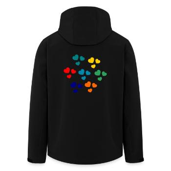 HERZ. HERZ. HEILIGER VALENTINSTAG. LIEBE. LIEBE. HERZ - Recycelte Männer Softshell-Jacke von Stanley/Stella - Schwarz - Hinten - AI Model Male 185 light (185cm)