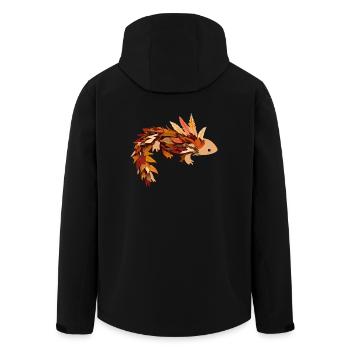 Axolotl explore les feuilles colorées en automne - Veste softshell homme en polyester recyclé Stanley/Stella - noir - Dos - AI Model Male 185 light (185cm)