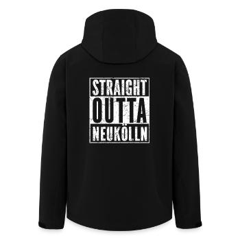 STRAIGHT OUTTA NEUKÖLLN funny Berlin shirt - Men’s Recycled Softshell Jacket by Stanley/Stella - black - Back - AI Model Male 185 light (185cm)