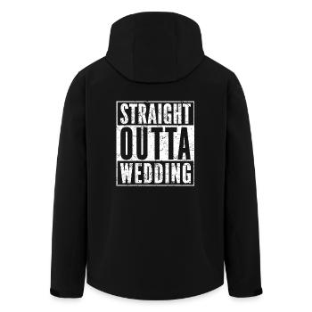 STRAIGHT OUTTA WEDDING funny Berlin shirt - Men’s Recycled Softshell Jacket by Stanley/Stella - black - Back - AI Model Male 185 light (185cm)