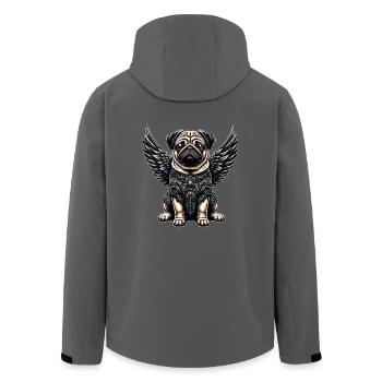 Süßer Mops Engel mit barocken und gotischen - Recycelte Männer Softshell-Jacke von Stanley/Stella - Schwarz - Hinten - AI Model Male 185 light (185cm)
