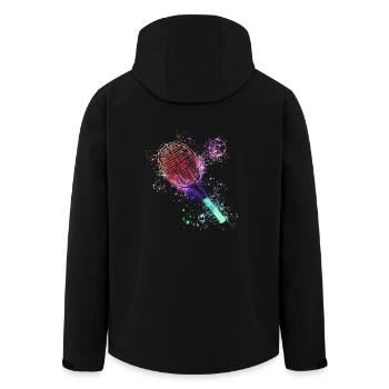 tennis,schläger,ball,graffiti,blau,malerei,bunt - Recycelte Männer Softshell-Jacke von Stanley/Stella - Schwarz - Hinten - AI Model Male 185 light (185cm)