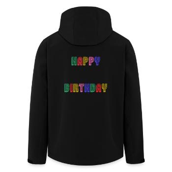 HAPPY BIRTHDAY. ANNIVERSAIRE. - Veste softshell homme en polyester recyclé Stanley/Stella - noir - Dos - AI Model Male 185 light (185cm)