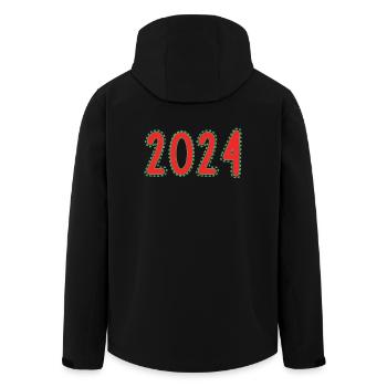 2024. JAHR. ALLES GUTE ZUM NEUEN JAHR. SILVESTER - Recycelte Männer Softshell-Jacke von Stanley/Stella - Schwarz - Hinten - AI Model Male 185 light (185cm)