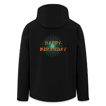 ALLES GUTE ZUM GEBURTSTAG. ALLES GUTE ZUM GEBURTSTAG. JAHRESTAG. - Recycelte Männer Softshell-Jacke von Stanley/Stella - Schwarz - Hinten - AI Model Male 185 light (185cm)